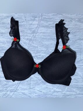 Black Floral Accent Bra